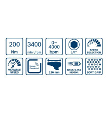 KLUCZ UDAROWY AKUMULATOROWY GDR 18V-200 C 0*AH - B 6019G4104